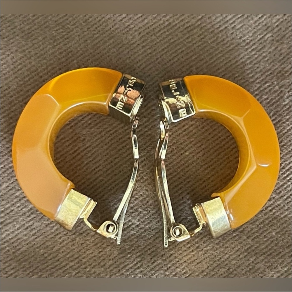 Celine Orange and Gold Earrings, vintage - Picture 4 of 8